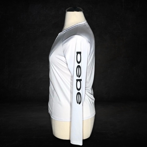 NWOT Bebe Track Jacket Raglan Sleeves Zipper Front Lightweight White/Black XL - Picture 3 of 5